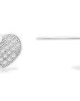 CZ Heart Stud Earrings, 1004 in Sterling Silver