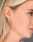 CZ Heart Stud Earrings, 1004 in Sterling Silver