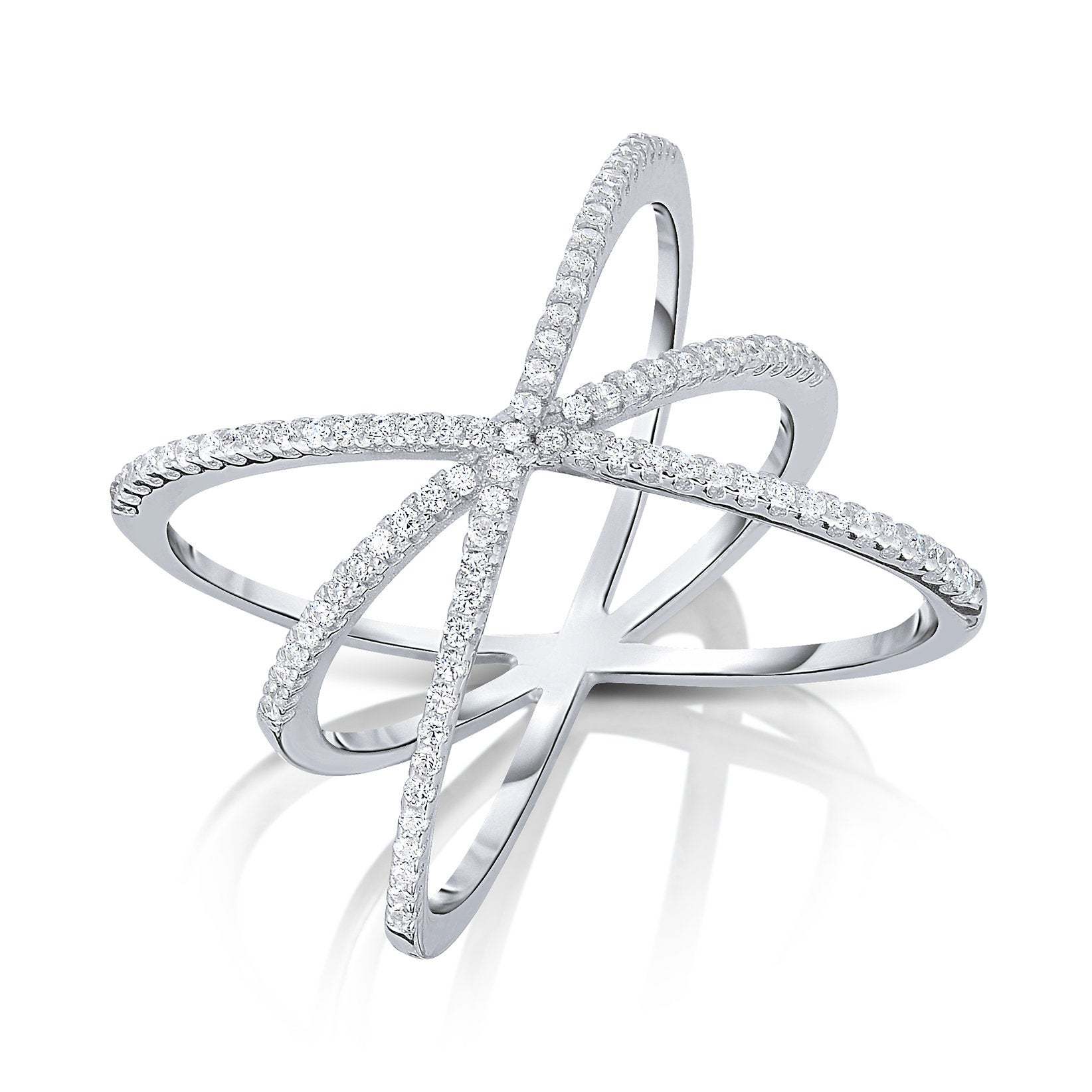 Sterling Silver Triple X Ring With Cubic Zirconias – Tilo Jewelry®