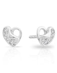 CZ Small Heart Stud Earrings, 1789 in Sterling Silver