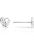 CZ Small Heart Stud Earrings, 1789 in Sterling Silver