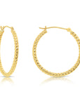 14k Yellow Gold Textured Hoop Earrings, The Twist Collection