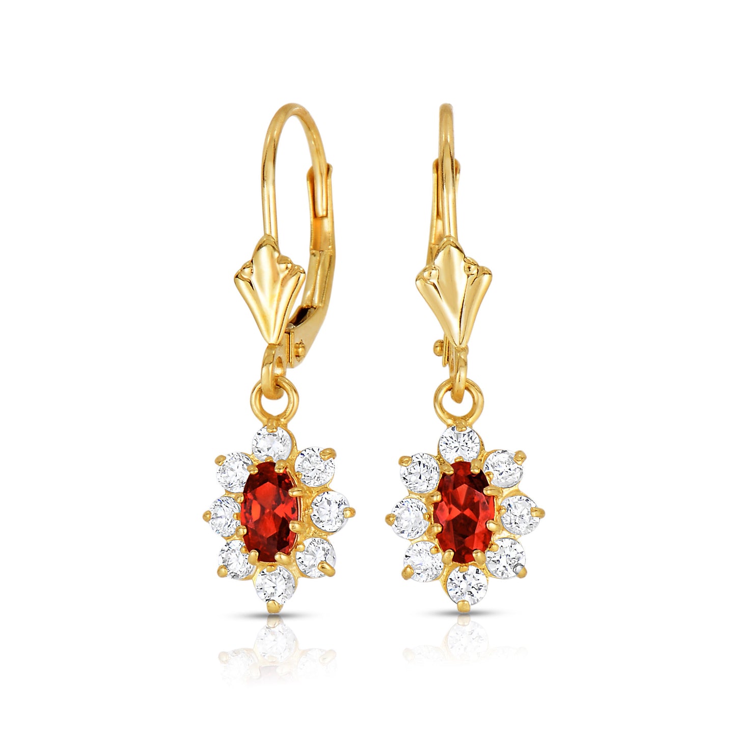 14k Yellow Gold CZ Birthstone Flower Earrings