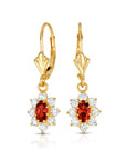 14k Yellow Gold Zirconia Birthstone Flower Earrings, Classy and Elegant Earrings, Available in 12 Colors