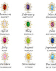 14k Yellow Gold Zirconia Birthstone Flower Earrings, Classy and Elegant Earrings, Available in 12 Colors
