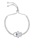 CZ Hamsa Hand Protection Kabbalah Bracelet in Sterling Silver