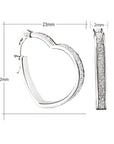 Open Heart Shimmer Hoop Earrings in Sterling Silver