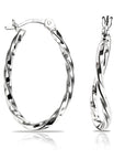 Twisted Round Hoop Earrings in 925 in Sterling Silver