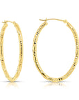 14k Yellow Gold Textured Hoop Earrings, The Spiral Collection