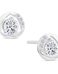 CZ Round Stud Earrings, Solitaire in Sterling Silver