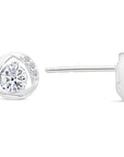 CZ Round Stud Earrings, Solitaire in Sterling Silver