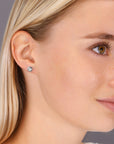 CZ Round Stud Earrings, Solitaire in Sterling Silver