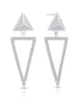 CZ Double Triangle Dangle Studs in Sterling Silver