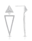 CZ Double Triangle Dangle Studs in Sterling Silver