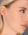 CZ Double Triangle Dangle Studs in Sterling Silver