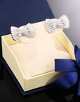 CZ Elegant Bow Stud Earrings, Bridal Jewelry in Sterling Silver