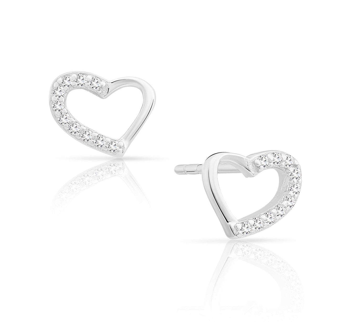 Sterling Silver Open Heart Stud Earrings