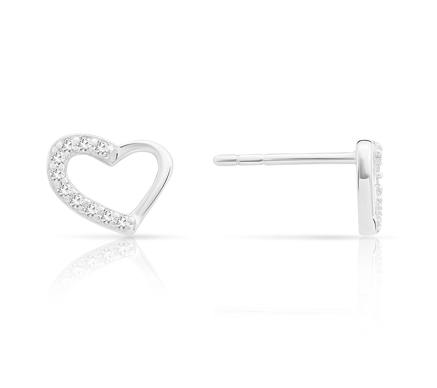 Sterling Silver Open Heart Stud Earrings