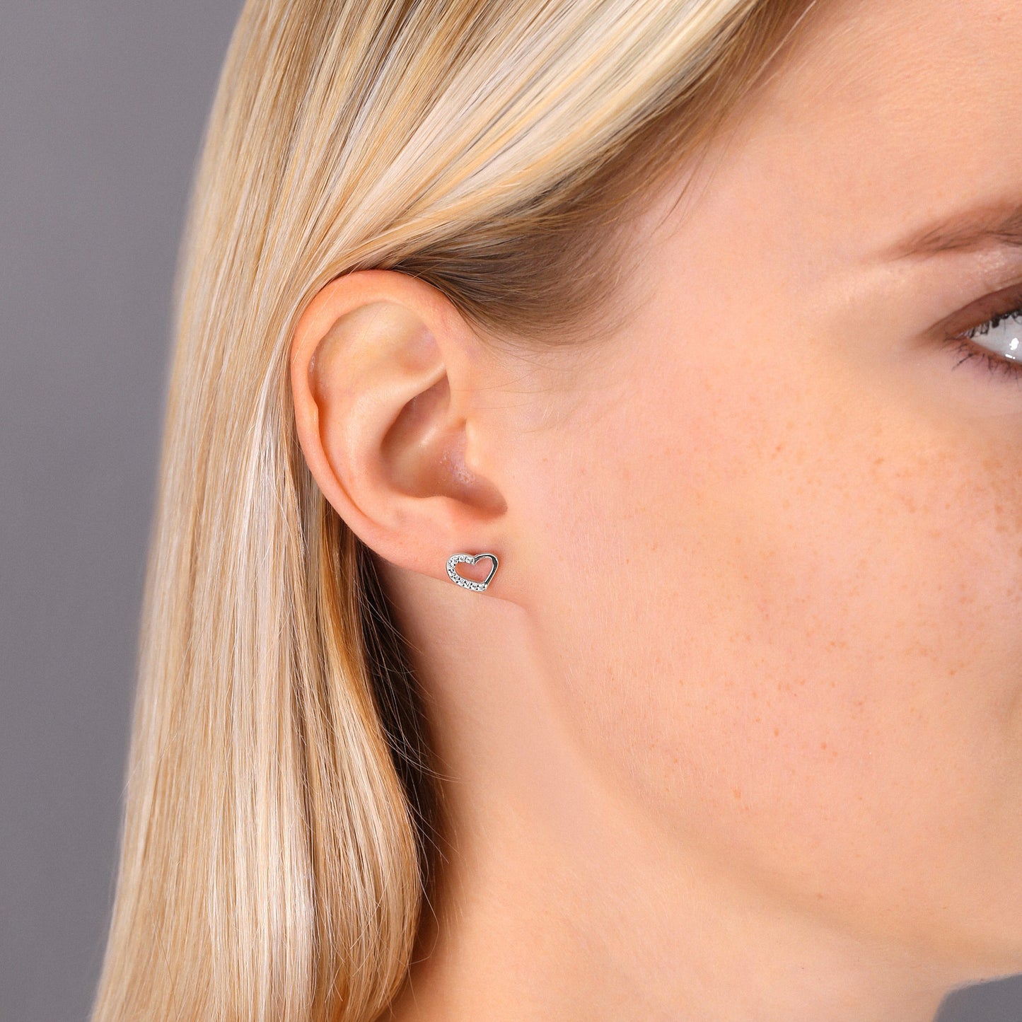 Sterling Silver Open Heart Stud Earrings