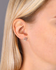 CZ Open Heart Stud Earrings in Sterling Silver