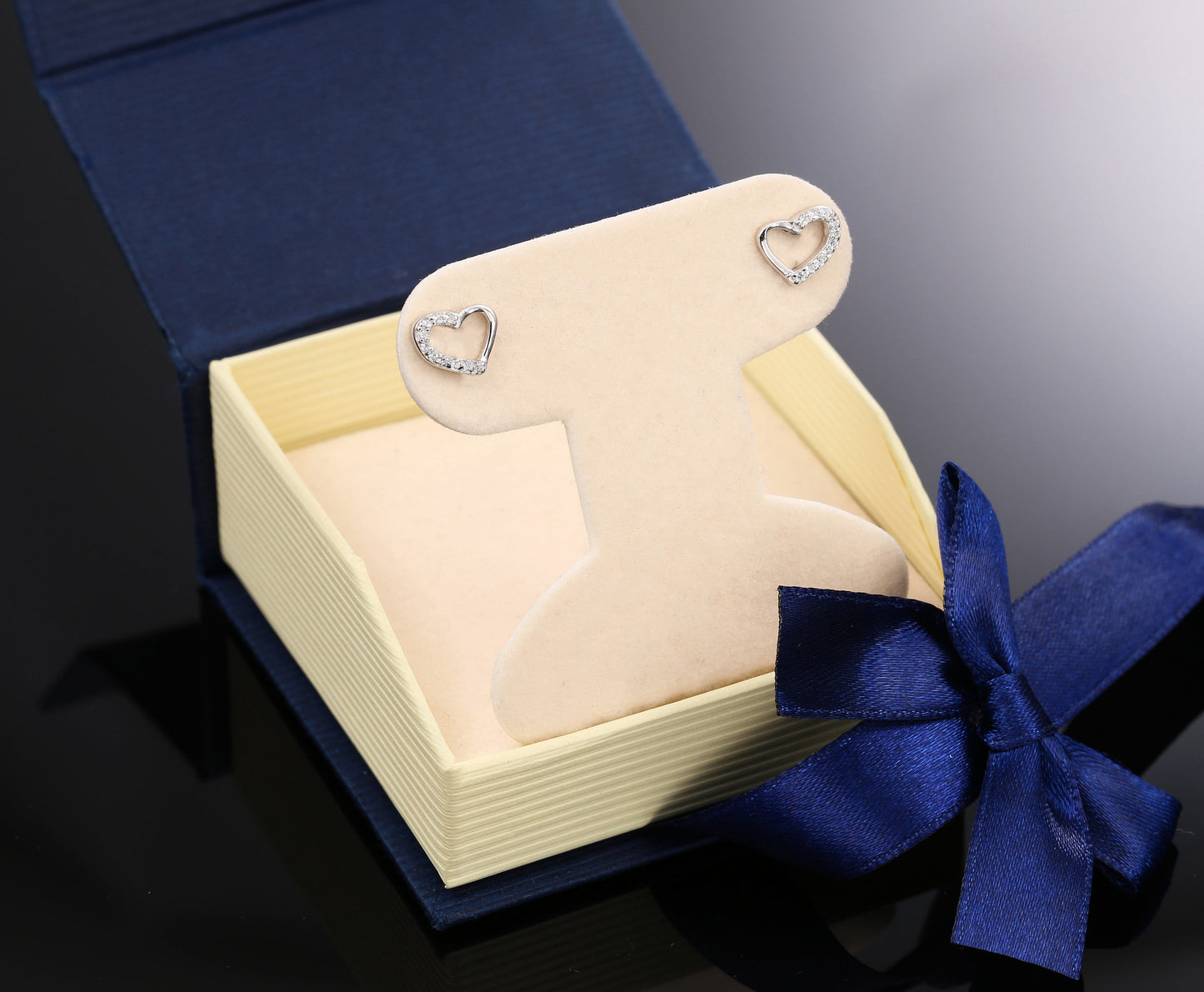 Sterling Silver Open Heart Stud Earrings