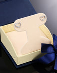 CZ Open Heart Stud Earrings in Sterling Silver