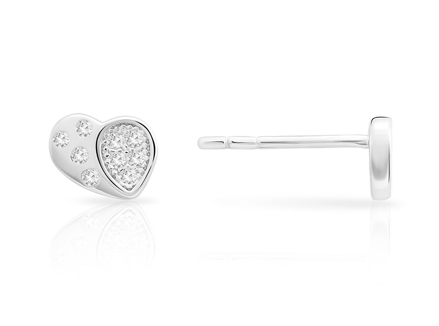 Sterling Silver Small Heart Stud Earrings, 1033
