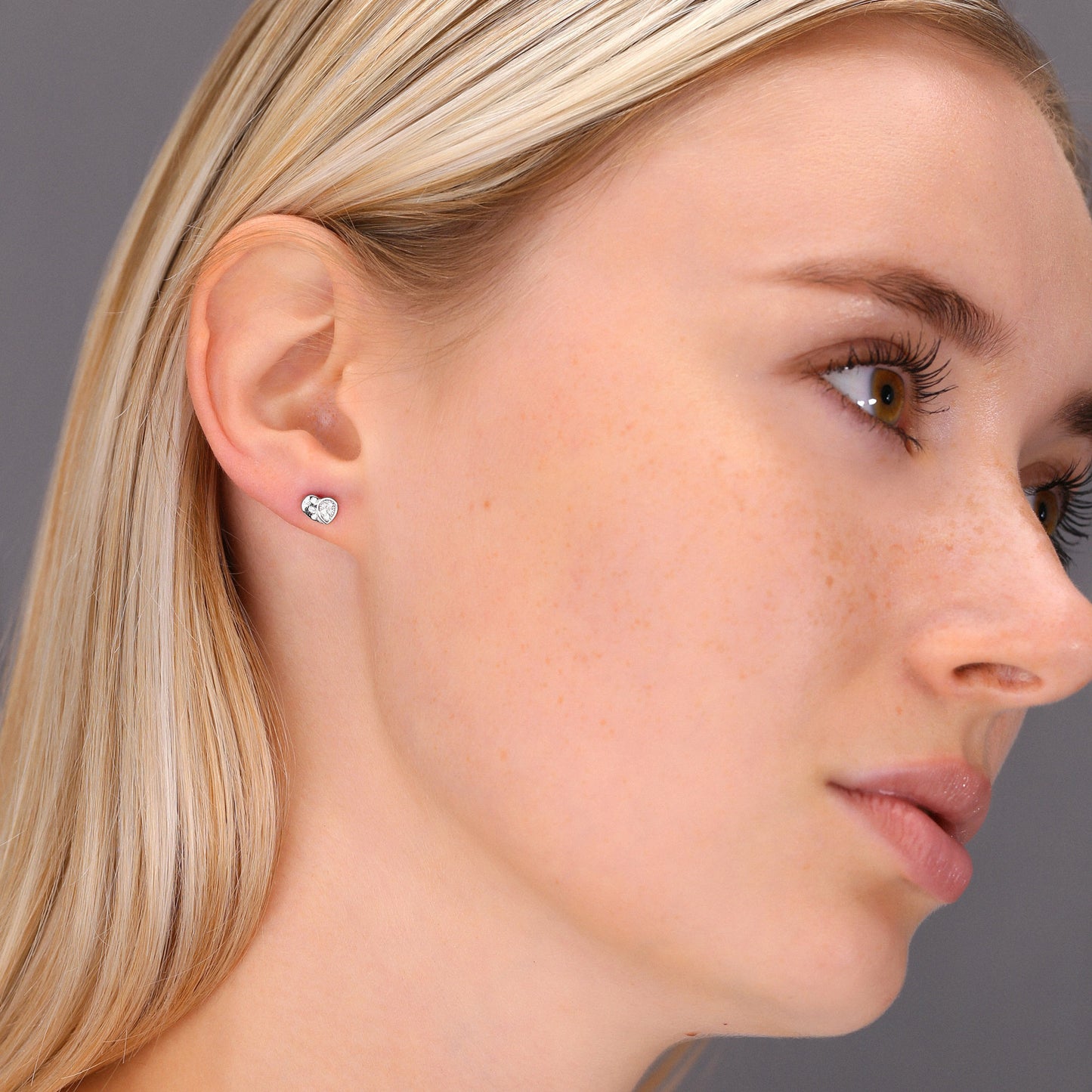 Sterling Silver Small Heart Stud Earrings, 1033