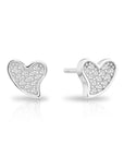 CZ Curved Heart Stud Earrings, 1016 in Sterling Silver