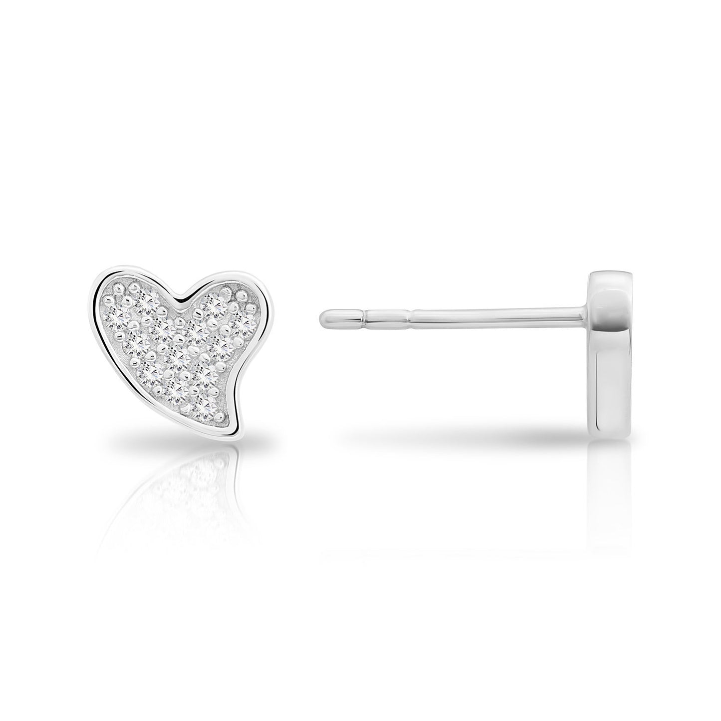 Sterling Silver Curved Heart Stud Earrings, 1016