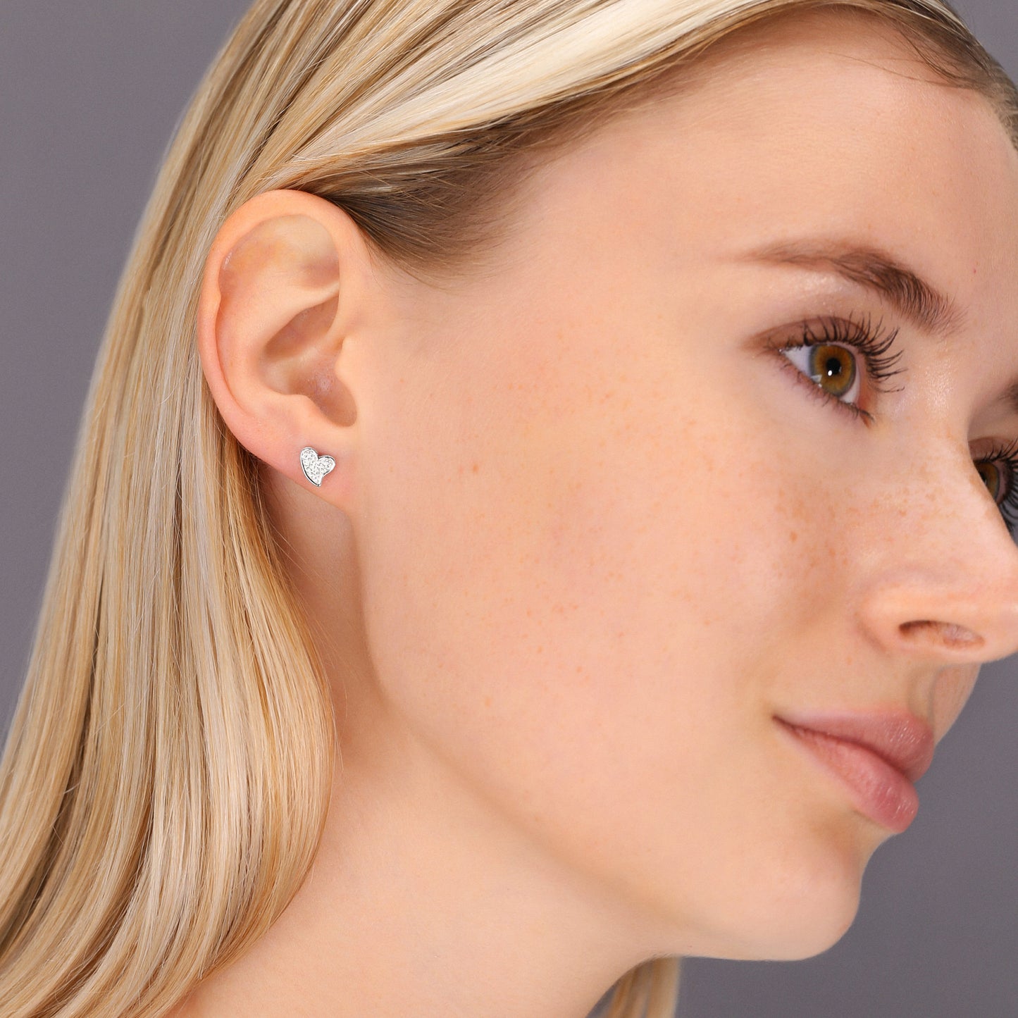 Sterling Silver Curved Heart Stud Earrings, 1016