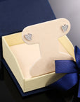 CZ Curved Heart Stud Earrings, 1016 in Sterling Silver