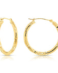 14k Yellow Gold Textured Hoop Earrings, The Spiral Collection