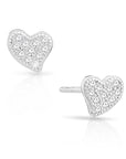 CZ Curved Heart Stud Earrings in Sterling Silver