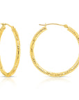 14k Yellow Gold Textured Hoop Earrings, The Spiral Collection