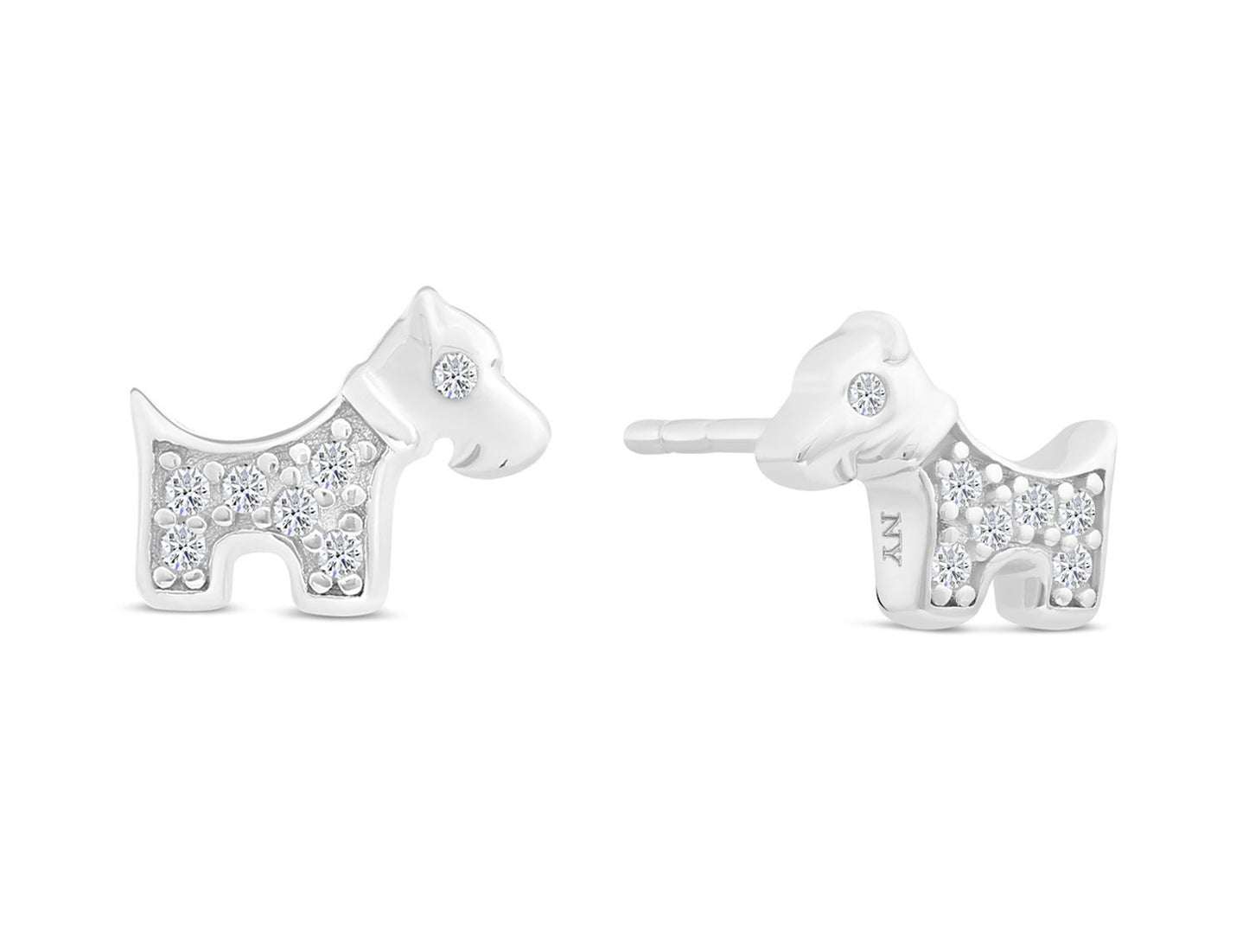 Sterling Silver Tiny Puppy Dog Stud Earrings