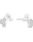 CZ Tiny Puppy Dog Stud Earrings in Sterling Silver