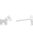CZ Tiny Puppy Dog Stud Earrings in Sterling Silver