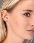 CZ Tiny Puppy Dog Stud Earrings in Sterling Silver