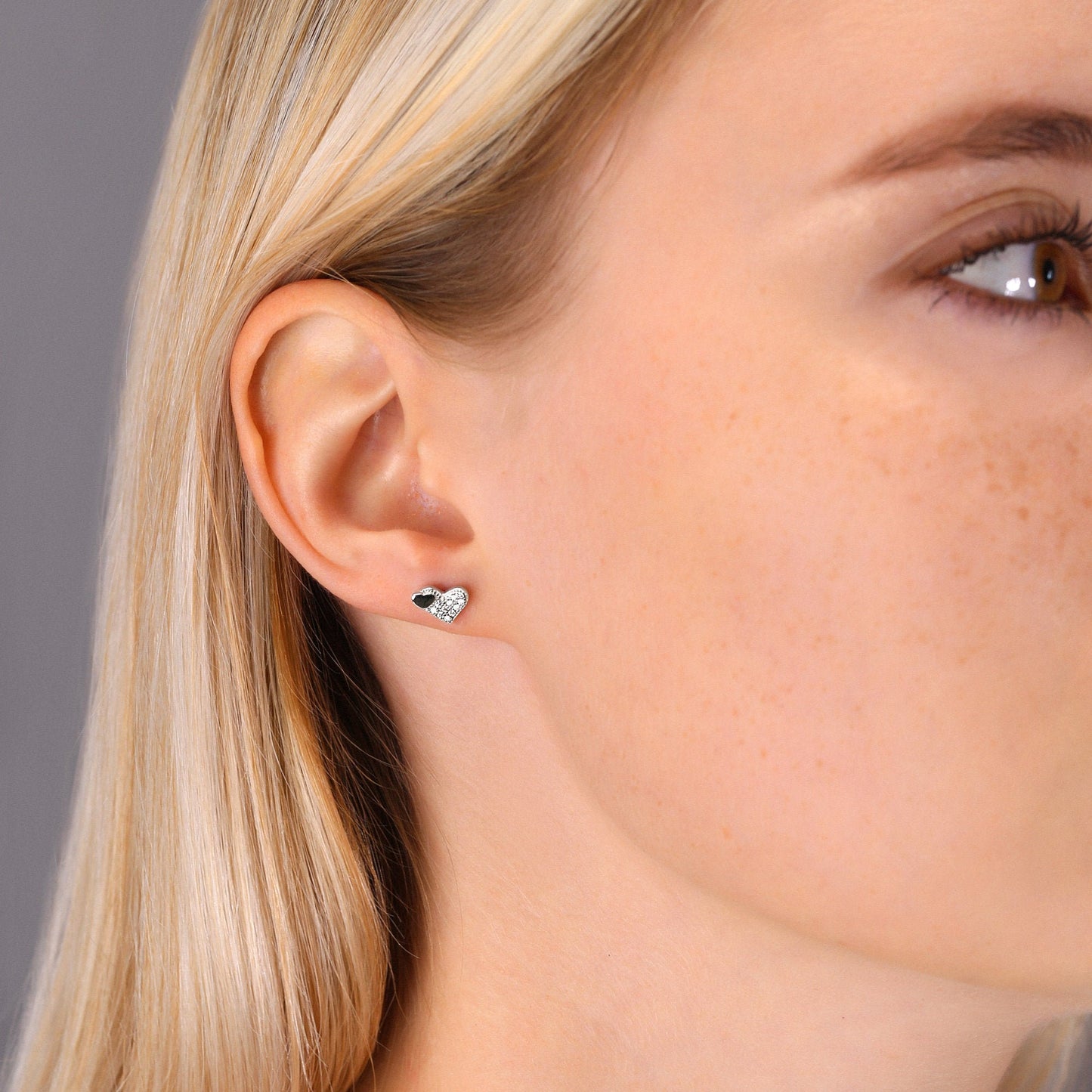 Sterling Silver Double Heart Stud Earrings