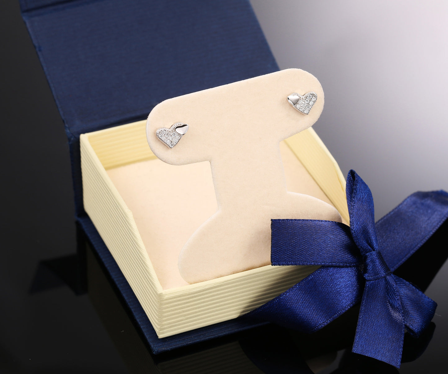 Sterling Silver Double Heart Stud Earrings