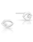 CZ Lip Stud Earrings in Sterling Silver
