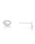 CZ Lip Stud Earrings in Sterling Silver