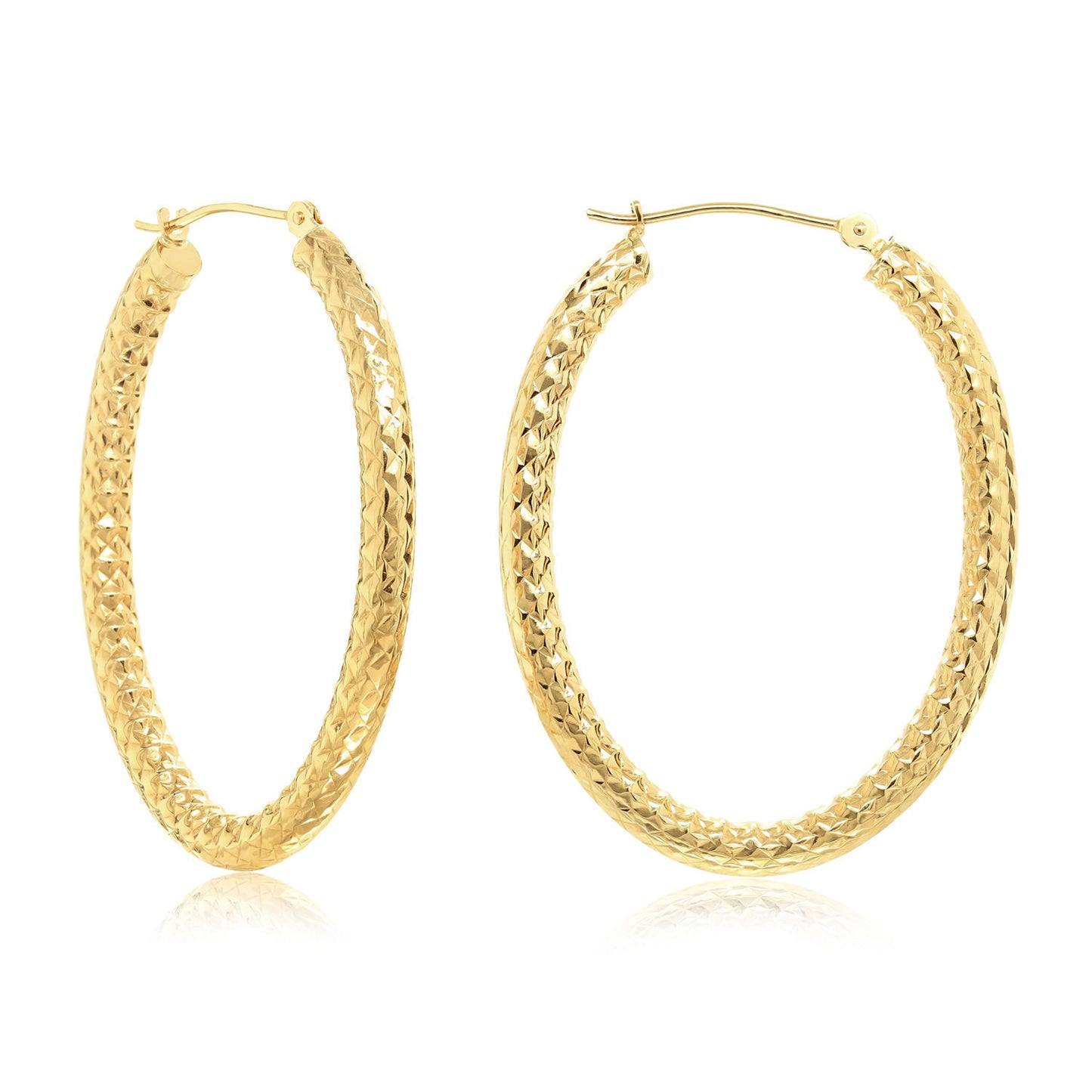 14k Yellow Gold Textured Hoop Earrings, The Alligator Collection