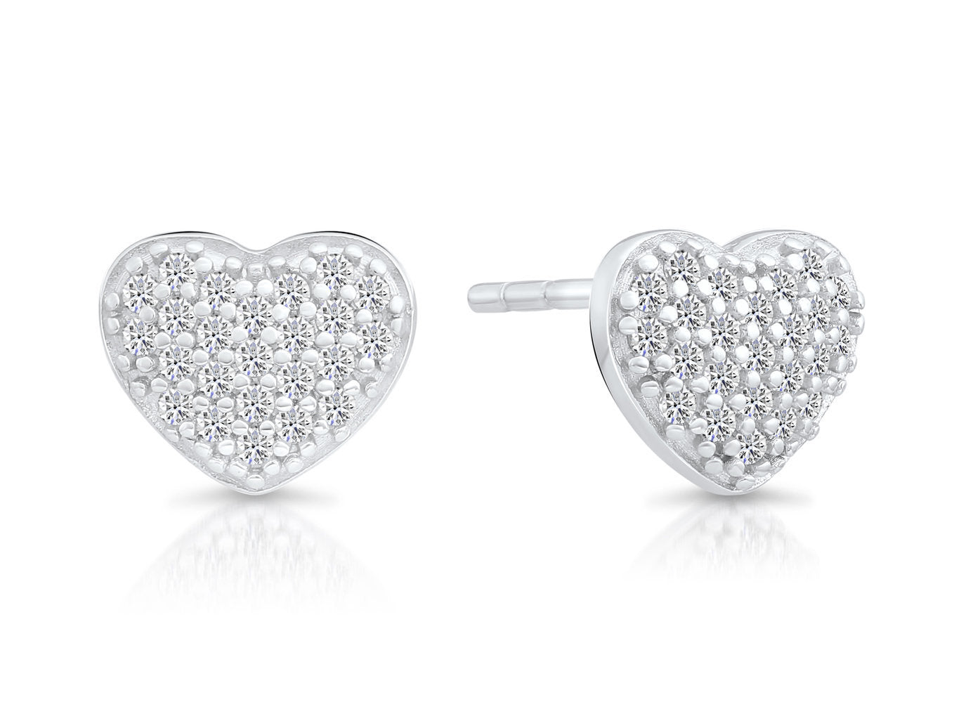Sterling Silver Small Heart Stud Earrings, 1009