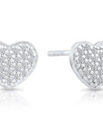 CZ Small Heart Stud Earrings, 1009 in Sterling Silver