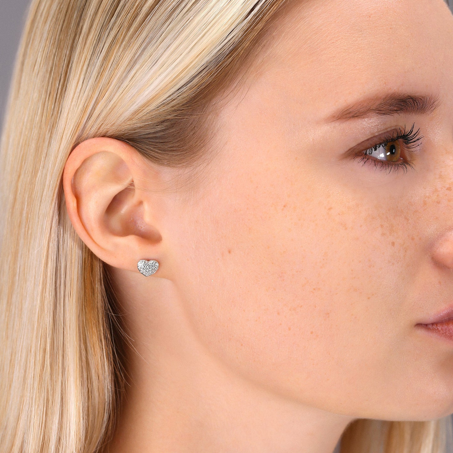 Sterling Silver Small Heart Stud Earrings, 1009
