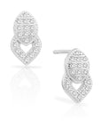 CZ Double Teardrop Stud Earrings in Sterling Silver