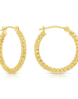 14k Yellow Gold Textured Hoop Earrings, The Twist Collection