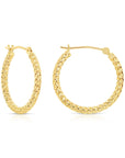 14k Yellow Gold Textured Hoop Earrings, The Twist Collection